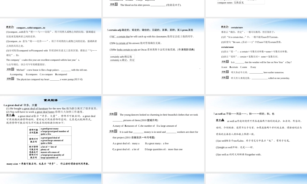 高考英语第一轮 Unit3 Amazing people单元知识考点复习课件 牛津译林版必修2 课件