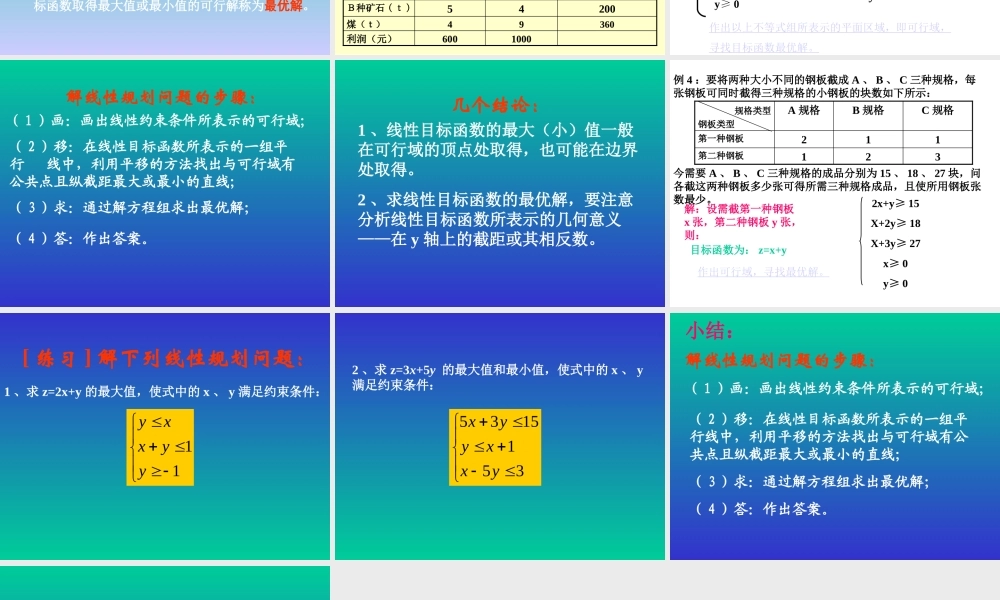 高三数学简单线性规划课件