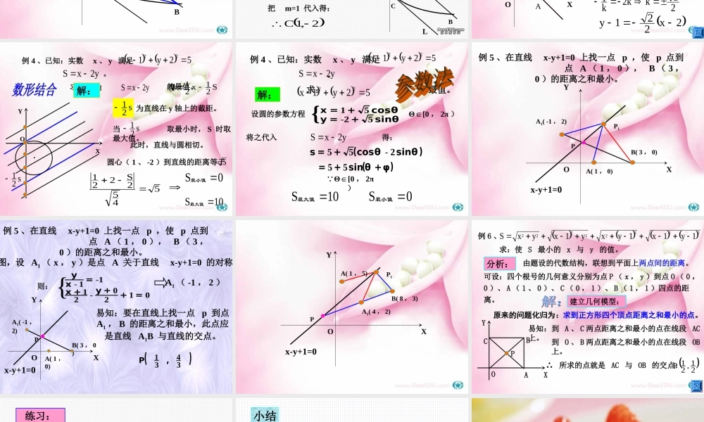 辽宁省高三数学第二轮专题复习 解析几何的最值问题 课件