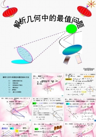 辽宁省高三数学第二轮专题复习 解析几何的最值问题 课件