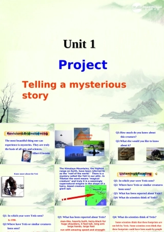高中英语 Unit1Tales of the unexplained Project精品课件 牛津译林版必修2 课件