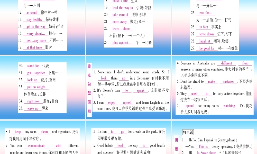 甘肃省中考英语 第一篇 教材系统复习 考点精讲4 七下 Units 5 8课件 (新版)冀教版 课件