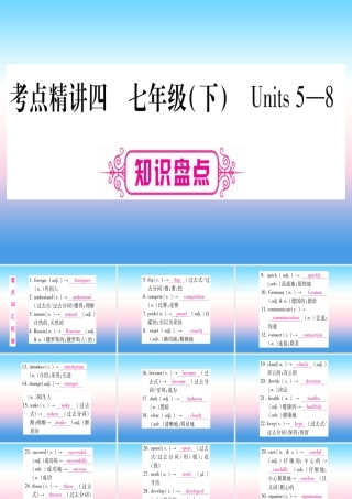 甘肃省中考英语 第一篇 教材系统复习 考点精讲4 七下 Units 5 8课件 (新版)冀教版 课件