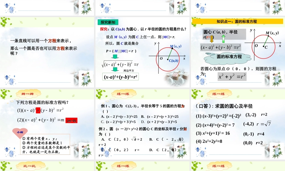 高中数学 411圆的标准方程课件2 新人教A版必修2 课件
