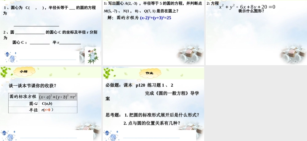 高中数学 411圆的标准方程课件2 新人教A版必修2 课件