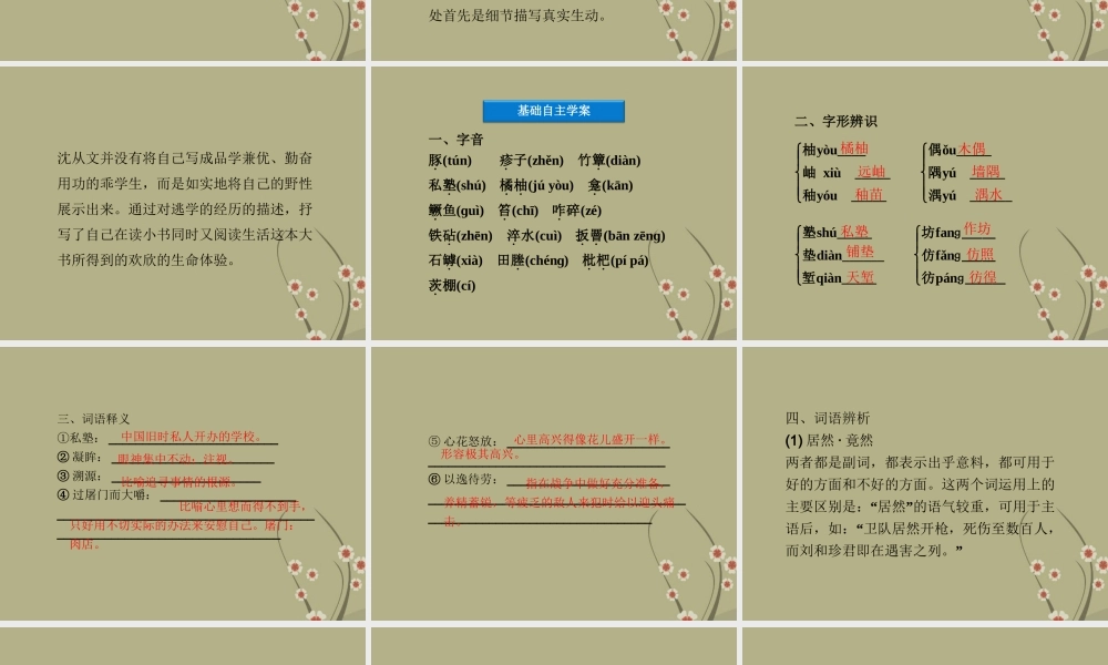 高中语文 第一单元 第3课我读一本小书同时又读一本大书课件 粤教版选修(传记选读) 课件