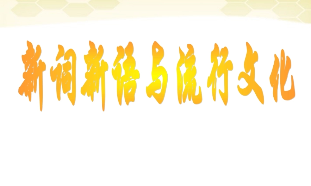 高中语文(新词新语与流行文化)课件 新人教版必修1 课件