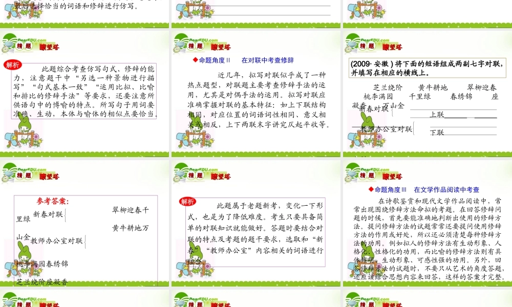 高考语文 备战正确运用常见的修辞手法课件 新人教版 课件