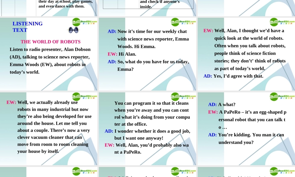 高中英语 23(Unit 2　Listening and Reading task)课件 新人教版选修7 课件