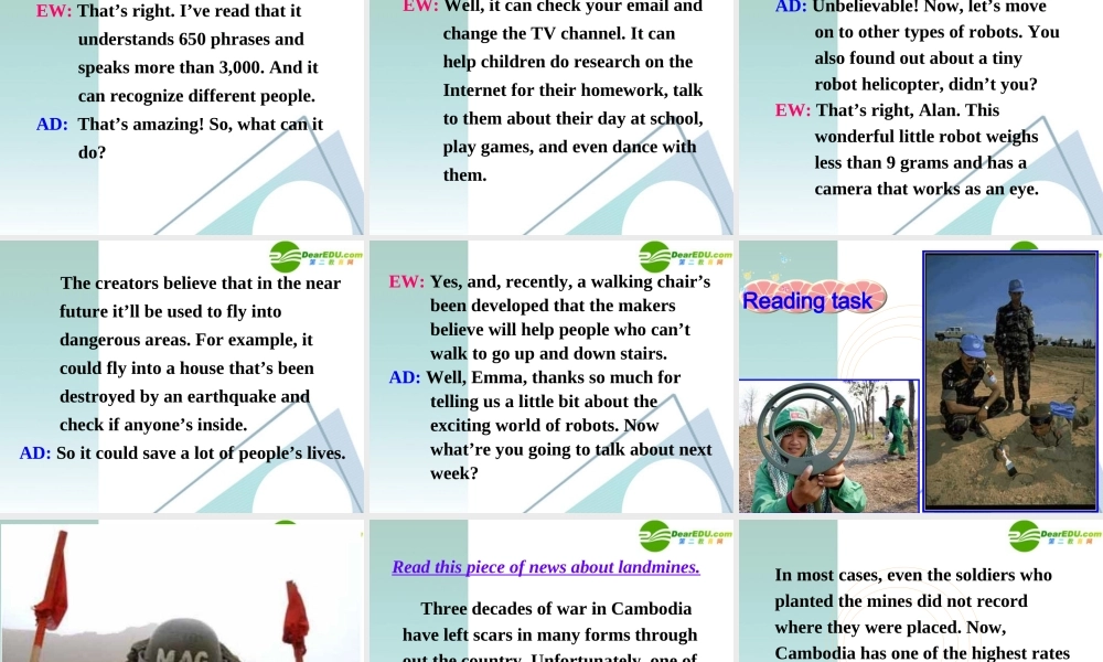 高中英语 23(Unit 2　Listening and Reading task)课件 新人教版选修7 课件