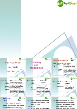 高中英语 23(Unit 2　Listening and Reading task)课件 新人教版选修7 课件