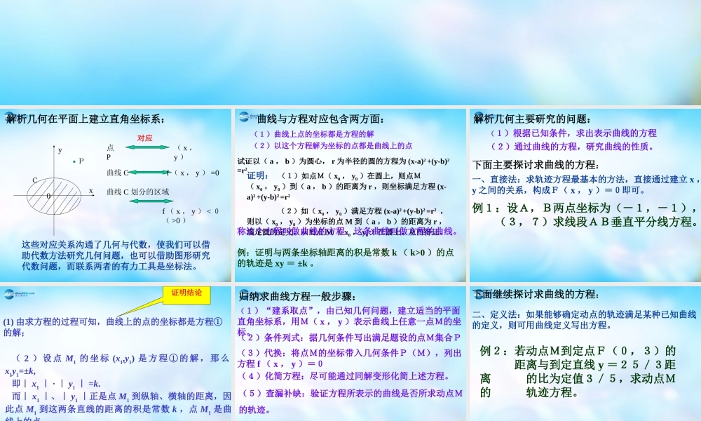 高中数学 第2章 211曲线与方程课件 新人教A版选修3-1 课件