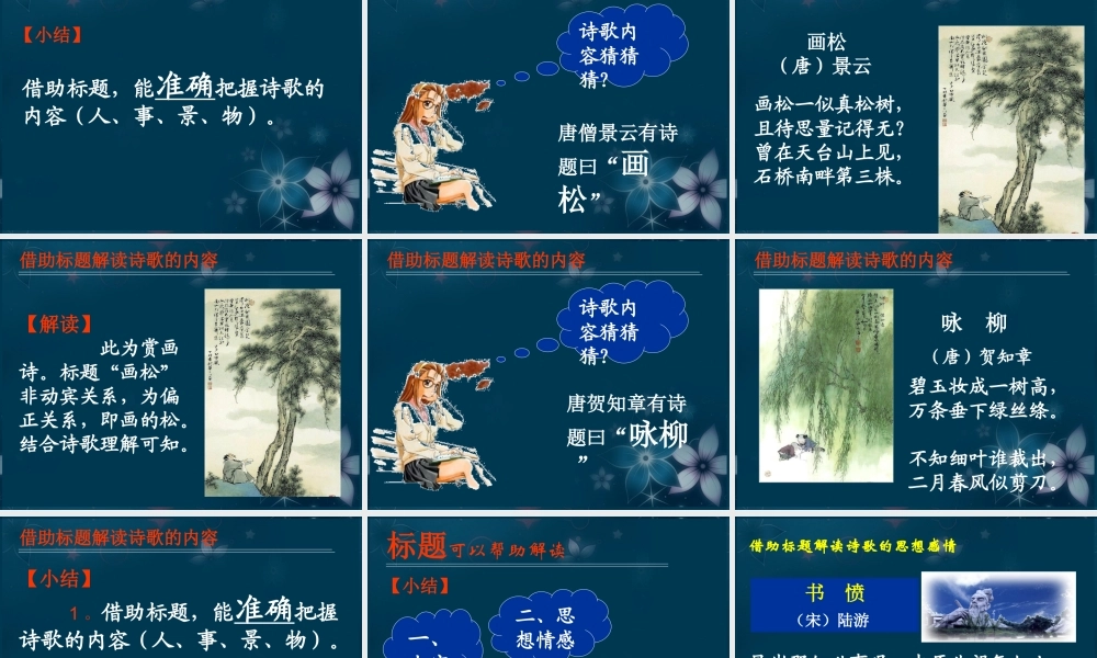 高考语文专题复习 古代诗歌鉴赏 借助标题课件 新人教版 课件