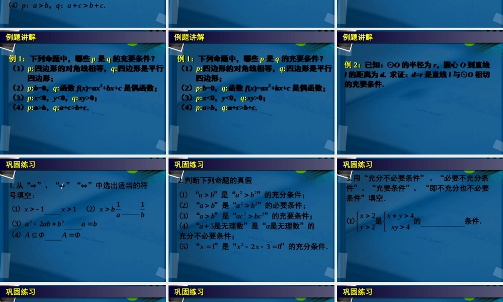高中数学(1.2.2充要条件)课件 新人教B版选修2-1(高二) 课件