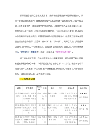 2015山东高中教师远程研修观课报告15通用技术结构的稳定性模型或原型的制作技术设计的基本原则