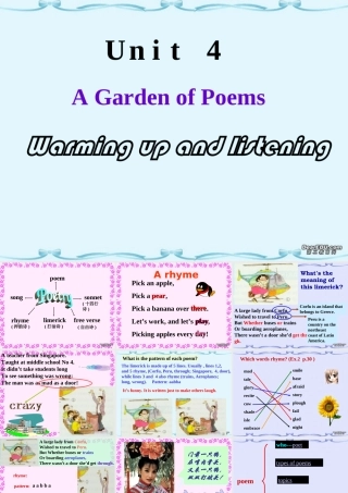高二英语Unit4 A Garden of Poems Warming up and listening 人教版 课件