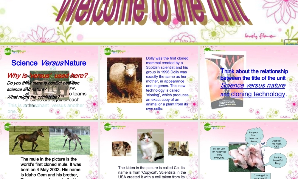 高中英语 unit3 science versus nature-welcome课件 牛津译林版必修5 课件