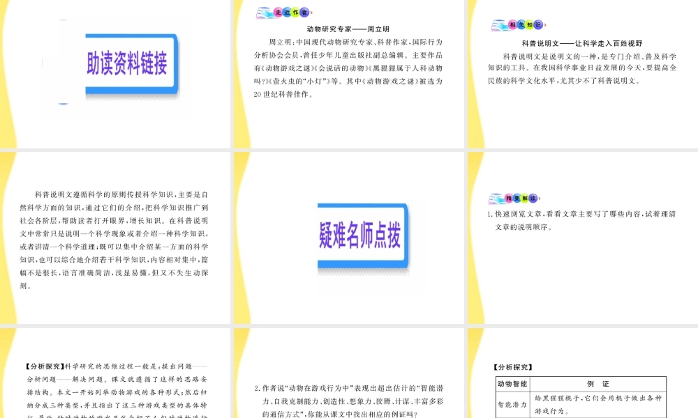 高中语文 413 动物游戏之谜课时讲练通课件 新人教版必修3 课件