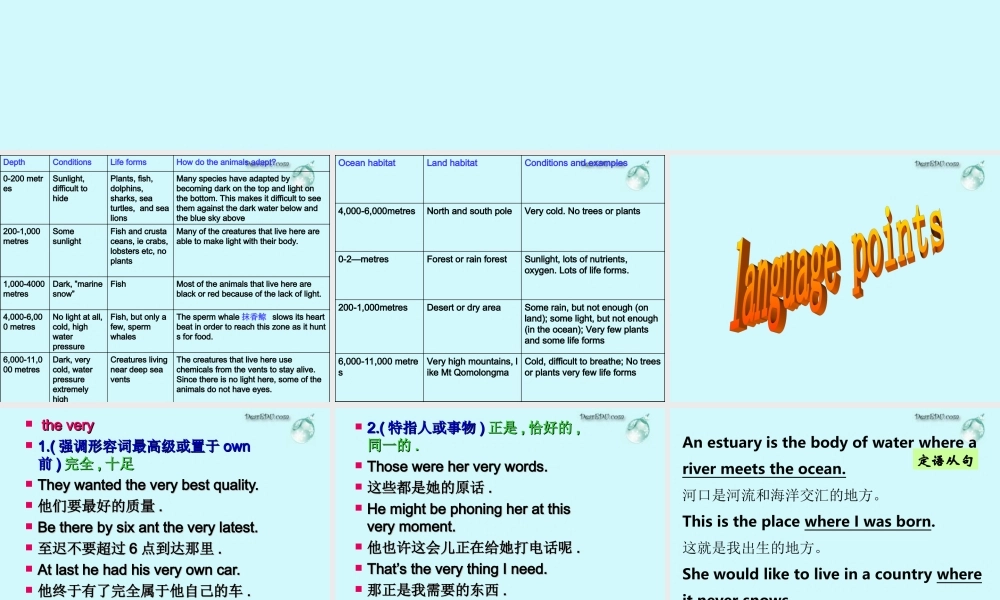 黑龙江地区高二英语Unit13 integrating skills life in the ocean 人教版 课件