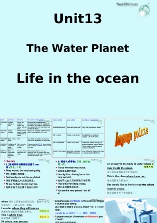 黑龙江地区高二英语Unit13 integrating skills life in the ocean 人教版 课件