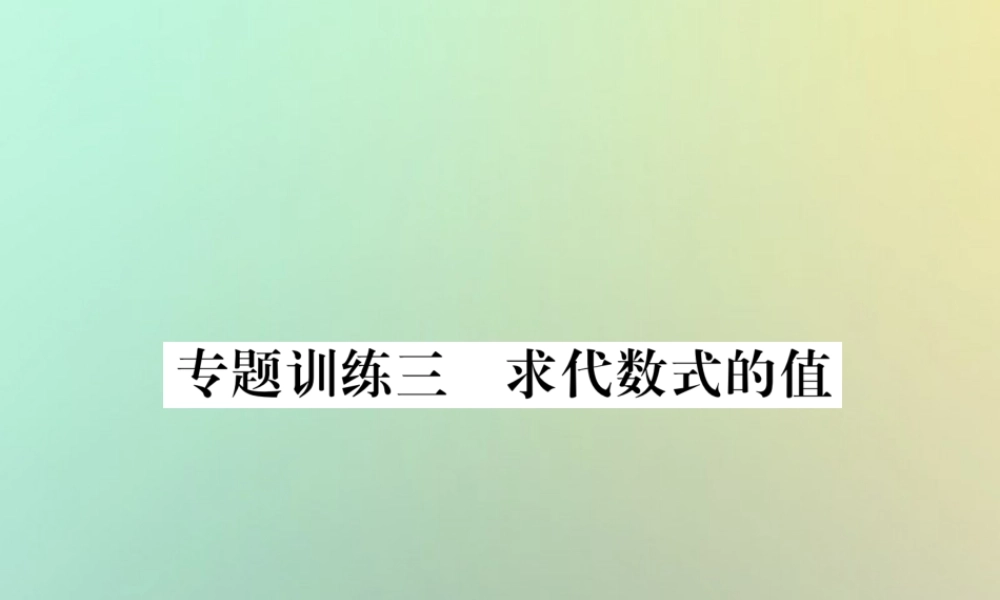 秋七年级数学上册 专题训练3 求代数式的值课件 (新版)沪科版 课件