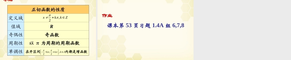 高中数学 正切函数的性质与图象课件14 新人教A版必修4 课件