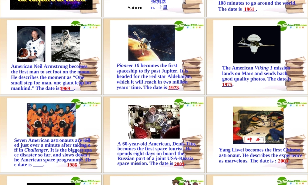 高三英语：Module 5(The Conquest of the Universe-Warm up & Reading and Vocabulary)测试课件(外研版选修8) 课件