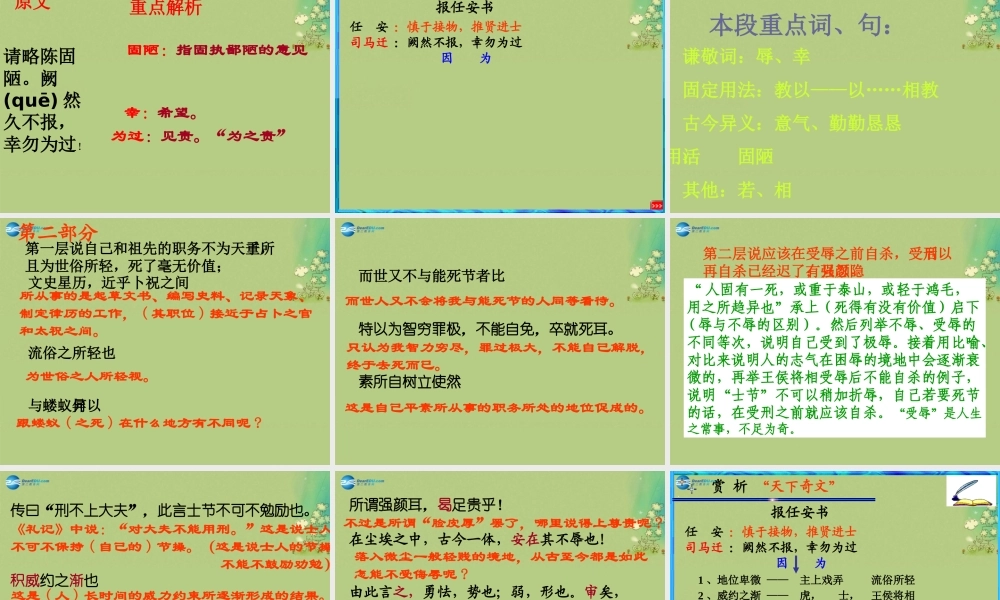 高中语文 第3专题(报任安书)节选课件 苏教版必修5 课件