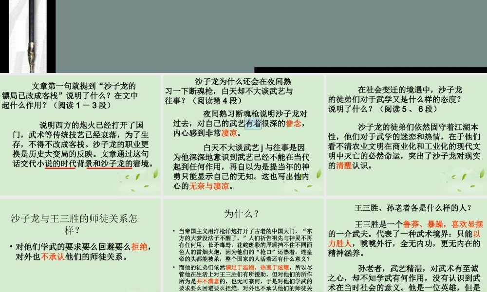 高中语文集体备课资料 27(断魂枪)课件 北京版必修1 课件