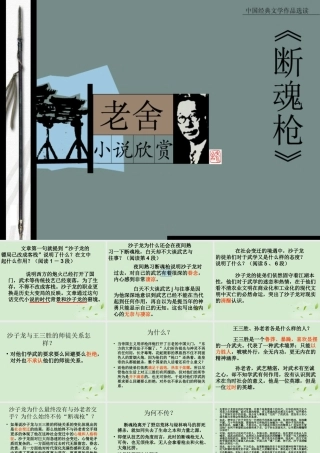 高中语文集体备课资料 27(断魂枪)课件 北京版必修1 课件