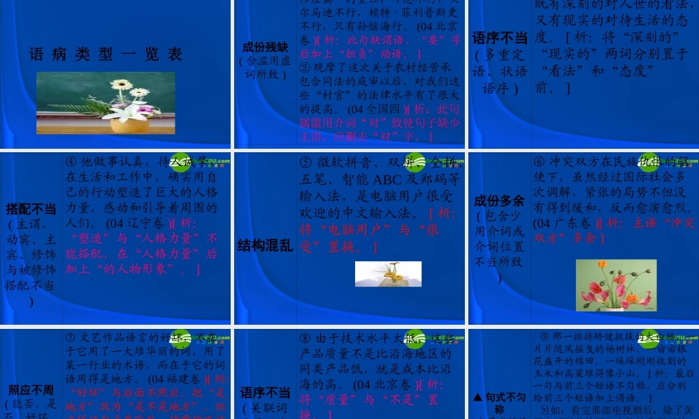 高考语文 语病类型及相关知识梳理课件 新人教版 课件