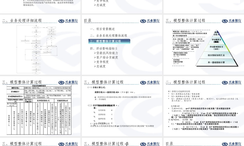 银行中小企业贷款定价模型”介绍