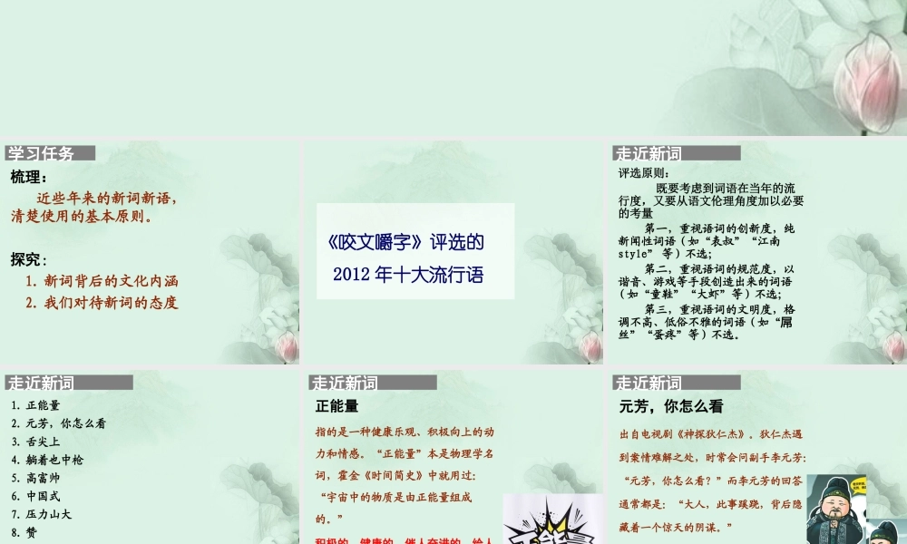 高一语文 新词新语与流行文化课件 新人教版  课件