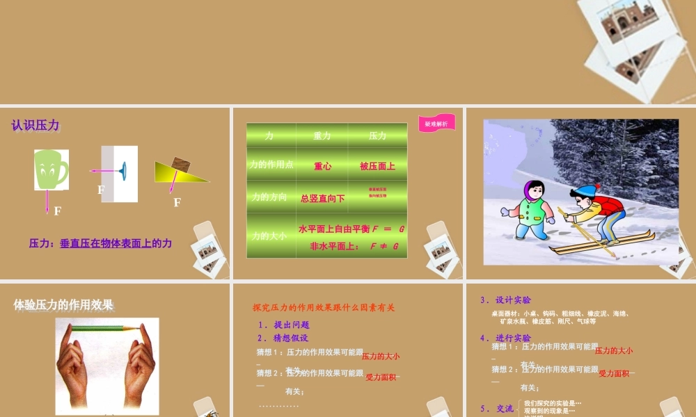 江西省萍乡四中八年级物理(压力与压力作用的效果)课件 人教版 课件