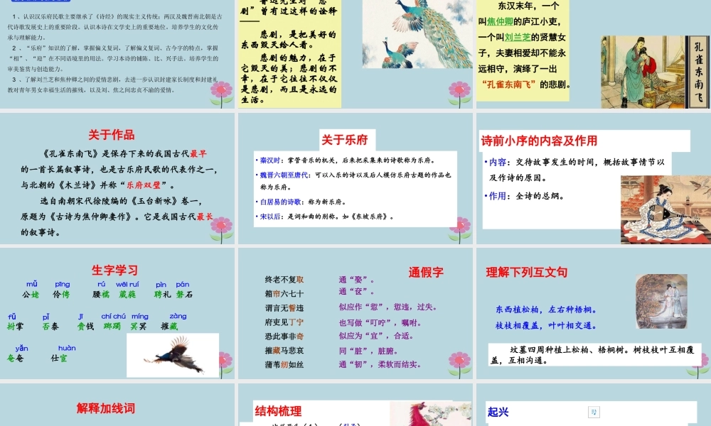 高中语文第2单元第6课孔雀东南飞课件新人教版必修2 课件