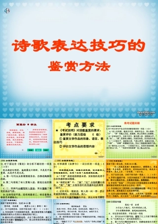 高三语文诗歌写作技巧艺术手法的鉴赏 人教版 课件