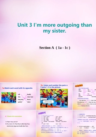 秋八年级英语上册 Unit 3 I'm more outgoing than my sister Section A(1a 1c)课件 (新版)人教新目标版 课件