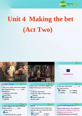 高中英语 Unit 4 Pygmalion-Reading2课件 新人教版选修8 课件