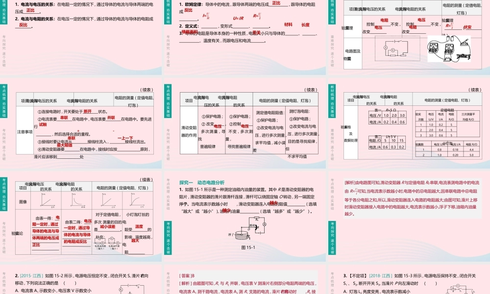 江西省中考物理大一轮复习 第一篇 教材复习 第15课时 欧姆定律课件
