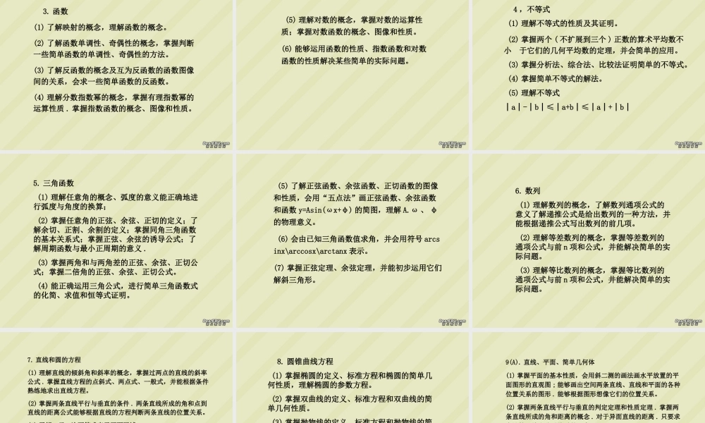 特级教师高考数学分析与复习指导课件 新课标 人教版 课件