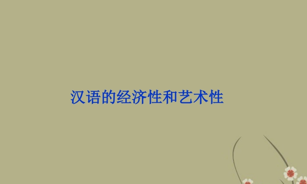 高中语文 专题一 汉语的经济性和艺术性课件 苏教版选修(语言规范与创新) 课件