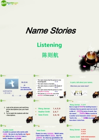 高二英语 模块6 Unit16 Lesson 2 Name Stories课件 北师大版选修6 课件