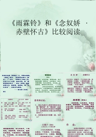 高二语文(雨霖铃)和(念奴娇  赤壁怀古)比较阅读 新人教版 课件