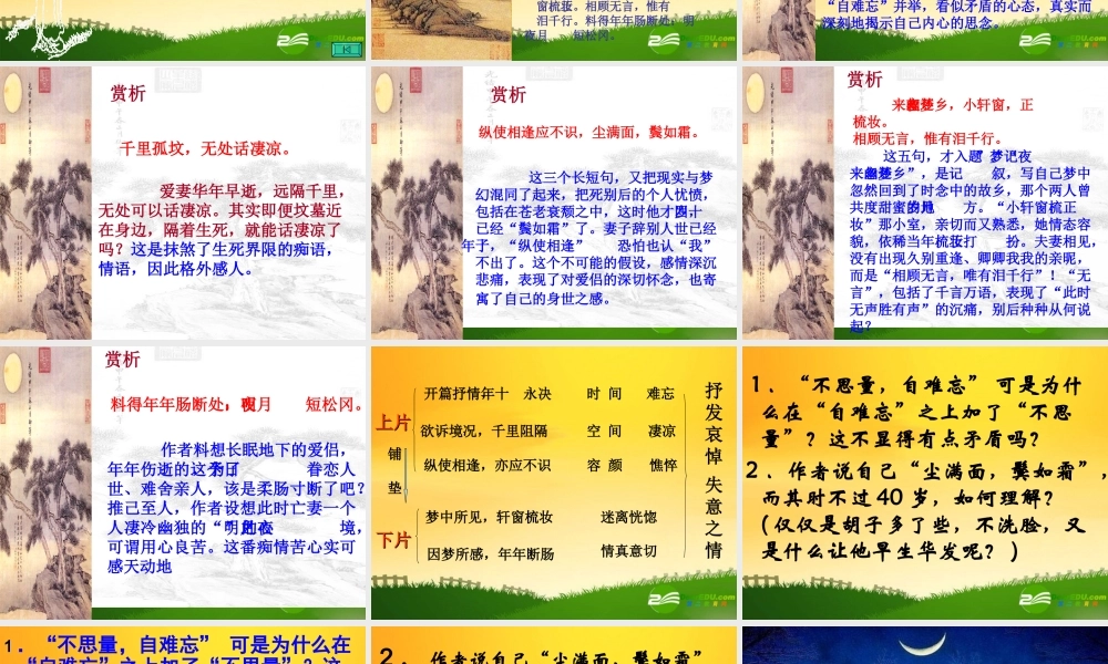 高二语文(唐诗宋词选读)(江城子)课件苏教版选修 课件