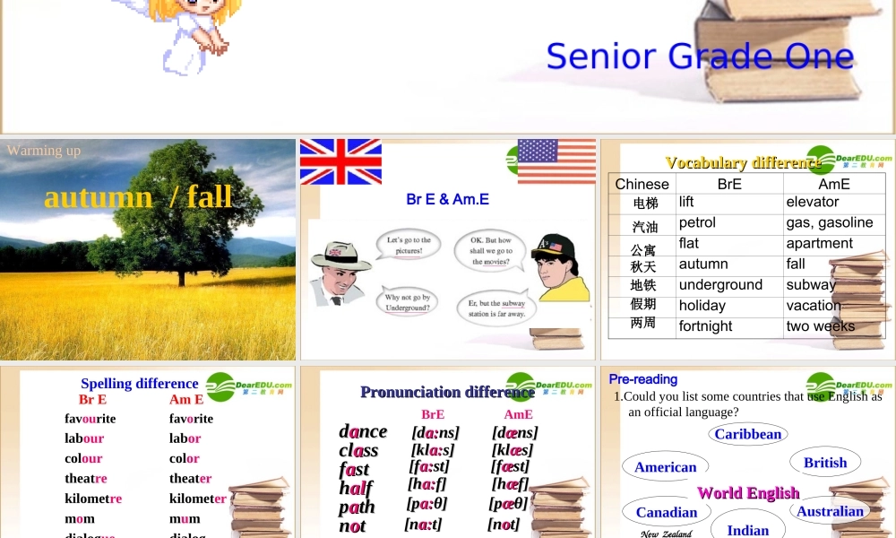 高中英语English around the world课件新人教版必修1 课件