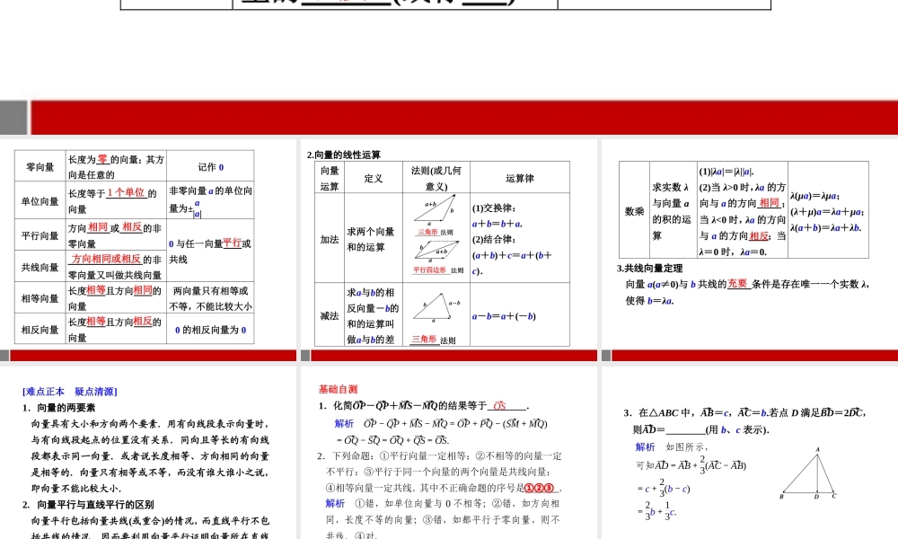 高三数学大一轮复习 5.1平面向量的概念及线性运算课件