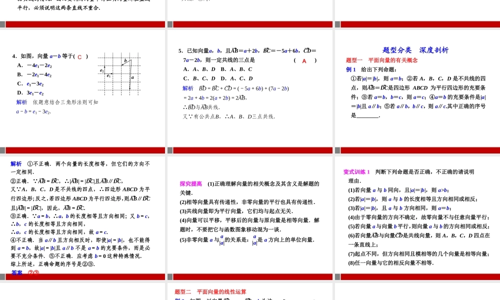 高三数学大一轮复习 5.1平面向量的概念及线性运算课件