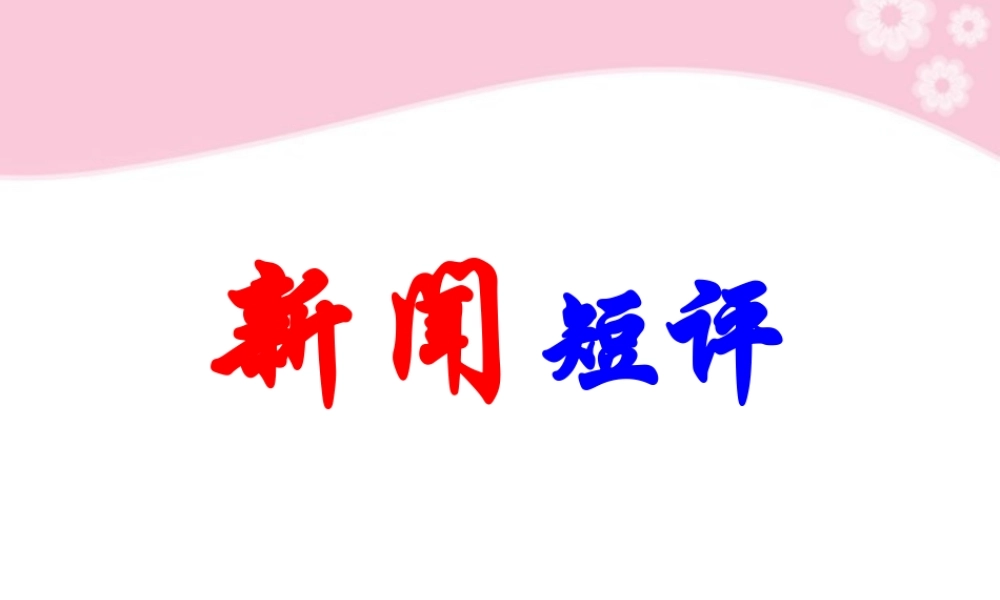 高三语文复习 新闻短评课件