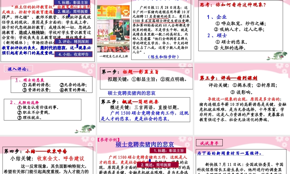 高三语文复习 新闻短评课件