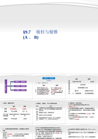 高考数学总复习 第9章§9.7棱柱与棱锥(A、B)精品课件 大纲人教版 课件